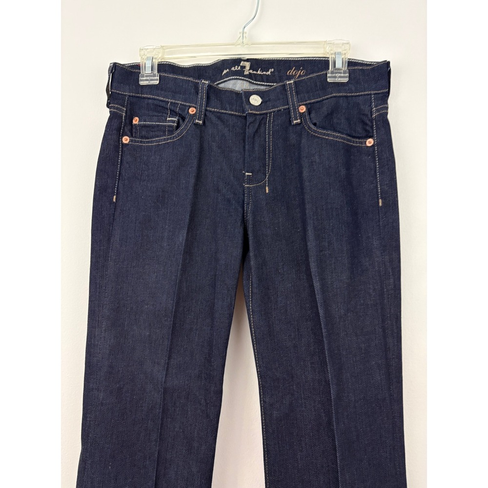 7 For All Mankind Dojo Wide Flare Leg Jeans Size 28 Dark Indigo Cotton 7FAM - Picture 3 of 10